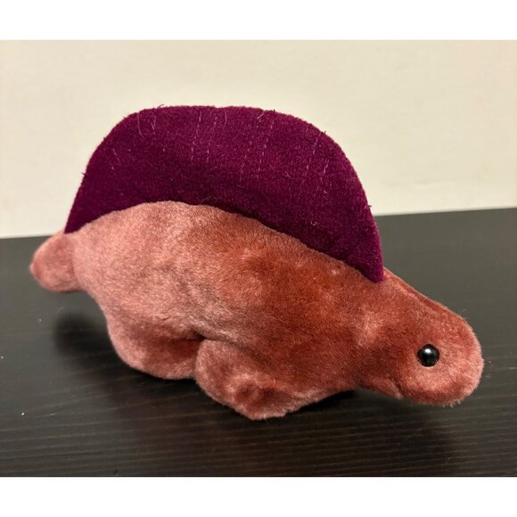 Vintage Dakin Brown & Burgundy Stegosaurus Dinosaur Plush Toy 7" Stuffed Animal - Picture 1 of 5
